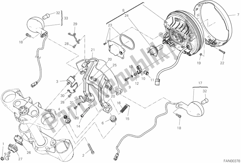 Tutte le parti per il Faro del Ducati Scrambler Icon Dark Thailand USA 803 2020